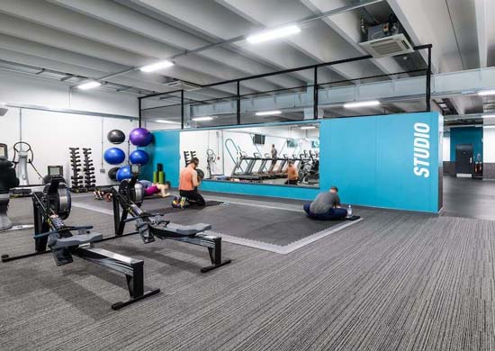 A gym floor at pure gym, a great example of a commercial fit-out